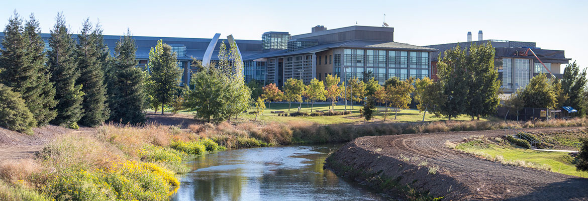 panoramic image of uc merced campus buildings